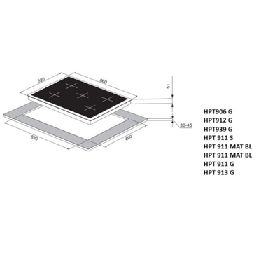 Purity 90 cm Gas Built-in Hob – HPT911S – Stainless Steel with Italian Components and Heavy-Duty Pan Supports