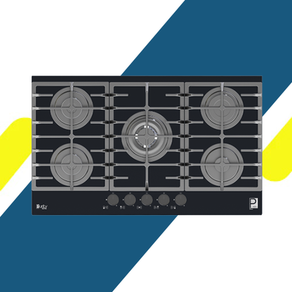 بوتاجاز بلت إن غاز بيورتي 90 سم زجاج أسود – 5 شعلات SABAF – إشعال أوتوماتيك – HPT906G