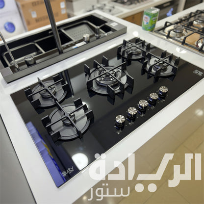 بوتاجاز بلت إن غاز بيورتي 90 سم – زجاج أسود – 5 شعلات SABAF إيطالية – شعلة WOK – إشعال أوتوماتيك – أمان كامل – موديل HPT911G