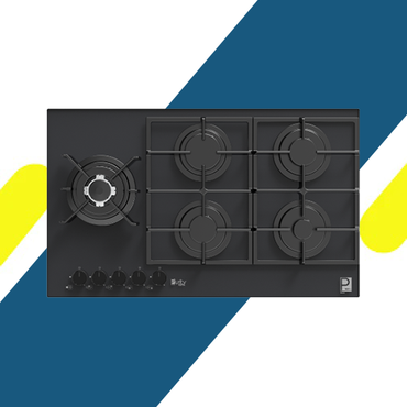 بوتاجاز بلت إن غاز بيورتي 90 سم زجاج أسود – 5 شعلات SABAF – إشعال أوتوماتيك – HPT912G