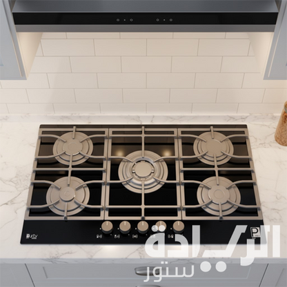 بوتاجاز بلت إن غاز بيورتي 90 سم زجاج أسود – 5 شعلات SABAF – إشعال أوتوماتيك – HPT939G