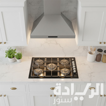 بوتاجاز بلت إن غاز بيورتي – 90 سم – 5 شعلات SABAF إيطالية – شعلة سطح زجاج أسود - HPT975G