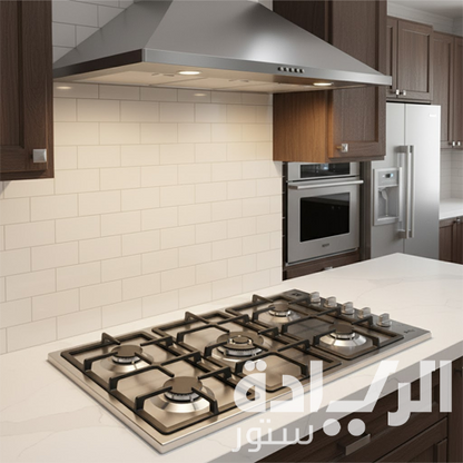 بوتاجاز بلت إن غاز بيورتي 90 سم – ستانلس ستيل – 5 شعلات SABAF إيطالية – شعلة – موديل HPT975S