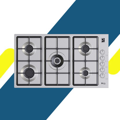 بوتاجاز بلت إن غاز بيورتي 90 سم – ستانلس ستيل – 5 شعلات SABAF إيطالية – شعلة – موديل HPT975S