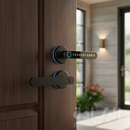 قفل باب ذكي هانز  — فتح ببصمة، بطاقة، رمز PIN ومفتاح — مقاس 155×62 مم — HR-24