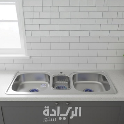 حوض مطبخ بيورتي كوري – ستانلس ستيل 304 – مقاس 110×48 سم - موديل - HS 110 D