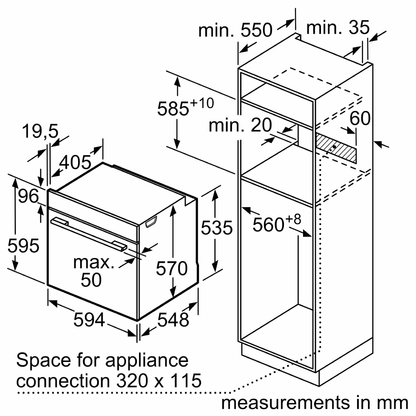 فرن بلت إن بوش (Bosch) Series 4 كهرباء بالبخار مقاس 60×60 سم أسود سعة 76 لتر – موديل HUA736EA0T