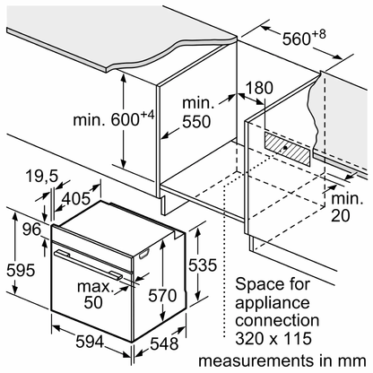 فرن بلت إن بوش (Bosch) Series 4 كهرباء بالبخار مقاس 60×60 سم ستانلس ستيل سعة 76 لتر– موديل HUA736ER0