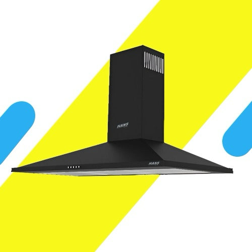 شفاط مطبخ بلت إن هانز مقاس 90 سم هرمي ستانليس ستيل قوة شفط 1000 م3/س - موديل - Vento Black