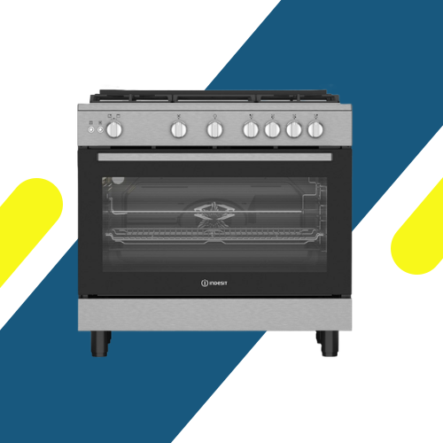 بوتاجاز انديست (INDEST) غاز 90 سم (INR9 GGF 21115 XNA) أمان كامل، حوامل زهر، ومروحة توزيع تربو