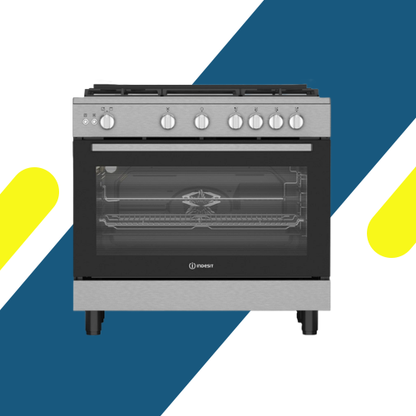 بوتاجاز انديست (INDEST) غاز 90 سم (INR9 GGF 21115 XNA) أمان كامل، حوامل زهر، ومروحة توزيع تربو