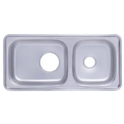 حوض مطبخ هانز كوري استانلس ستيل 304 مقاس 100×48 سم – 2 عين – موديل ISD 1000