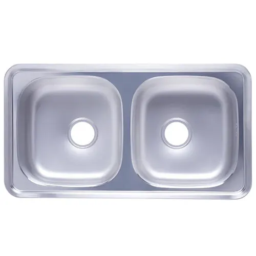 حوض مطبخ هانز كوري استانلس ستيل 304 مقاس 87×48 سم – 2 عين – موديل ISD 870