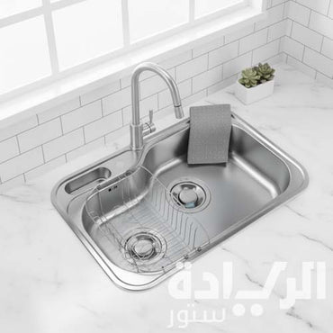 حوض مطبخ كورينا استانلس ستيل 304 مقاس 84 × 51 سم – مع إكسسوارات وتصريف سريع موديل - JIS 840 P