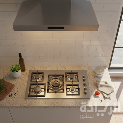 مسطح كيتشن لاين بلت إن غاز 5 شعلة استانلس ستيل 90 سم – ZP.JN5020
