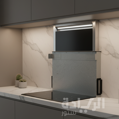 شفاط مطبخ داون درافت إلبا 90 سم ستانلس ستيل وزجاج أسود – قوة شفط 728 م³/ساعة، تحكم باللمس، موديل - KCH 5010 BK