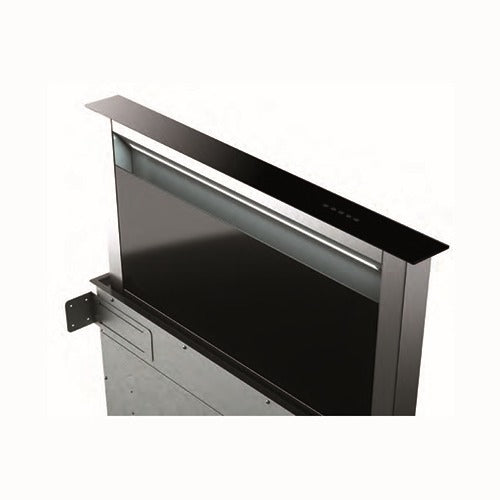 شفاط مطبخ داون درافت إلبا 90 سم ستانلس ستيل وزجاج أسود – قوة شفط 728 م³/ساعة، تحكم باللمس، موديل - KCH 5010 BK