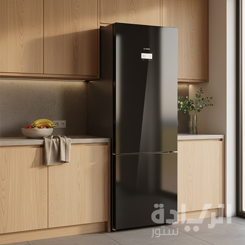 ثلاجة فريزر بوش سيريس 6 قائمة بذاتها – زجاج أسود، نوفروست كلي، مقاس 193×70 سم - موديل - KGN56LB3E8