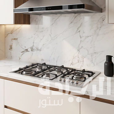 Meneghetti 90cm Built-in Gas Hob, 5 Burners, Stainless Steel with Glass, Full Safety – KL-G501W