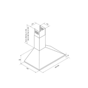 بيست اير شفاط مطبخ هرمي - 60 سم - قوة شفط 1200 م³/الساعة - 1 موتور - موديل - KLS4X 6024PB INOX