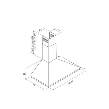 بيست اير شفاط مطبخ هرمي - 60 سم - قوة شفط 1200 م³/الساعة - 1 موتور - موديل - KLS4X 6024PB INOX
