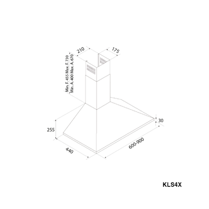 بيست إير شفاط مطبخ هرمي - 90 سم - قوة شفط 1200 م³/س - 1 موتور - موديل - KLS4X 9024PB INOX