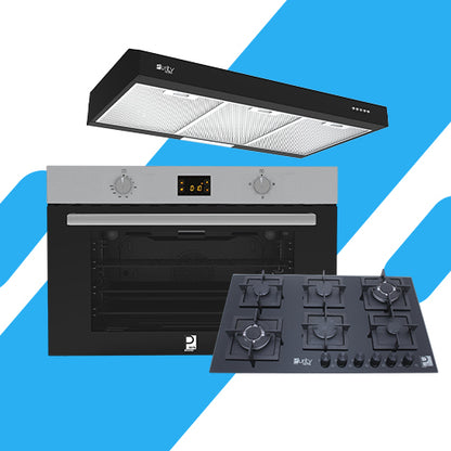 طقم بلت إن بيورتي - فرن غاز بلت إن ديجيتال بشواية  – 98 لتر –  موديل KPT907GGD + مسطح بلت إن غاز 6 عيون 90 سم موديل HPT916G + شفاط 90 سم موديل PTSLIM BL 90