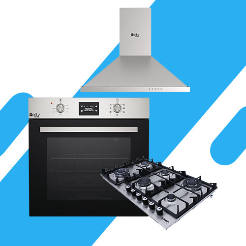 طقم بوتاجاز بلت إن بيورتي - فرن غاز ديجيتال بشواية – 98 لتر – (KPT908GGD X) + مسطح 90 سم  ستانليس 6 عين غاز (HPT904S ) + شفاط هرمي 90 سم، قوة شفط 850 م3/ساعة، (PANSY PRO X)