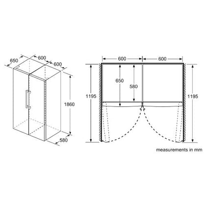 ثلاجة بوش 348 لتر – نو فروست – سيريس 4 – ستانلس ستيل – موديل - KSV36VL30U