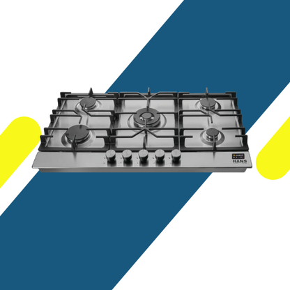 مسطح هانز بلت إن غاز - 90 سم 5 شعلات - ستانلس ستيل 0.7مم - موديل - HANS LAMY