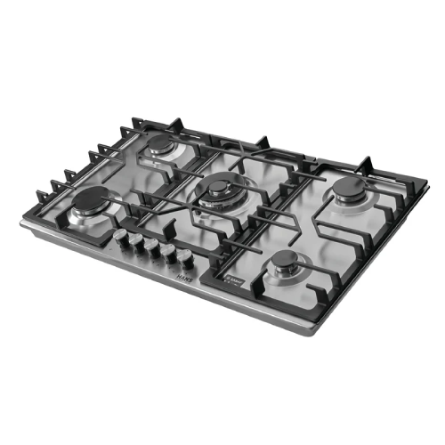 مسطح غاز بلت إن - 90 سم - 5 شعلات - زجاج ستانلس ستيل 0.7مم - موديل - HANS LAMY K INOX