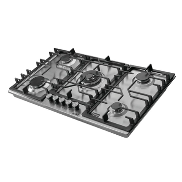 مسطح غاز بلت إن - 90 سم - 5 شعلات - زجاج ستانلس ستيل 0.7مم - موديل - HANS LAMY K INOX