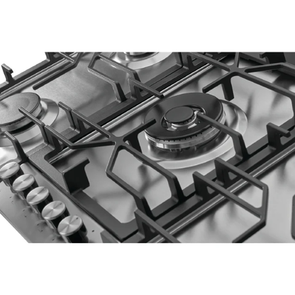 مسطح غاز بلت إن - 90 سم - 5 شعلات - زجاج ستانلس ستيل 0.7مم - موديل - HANS LAMY K INOX