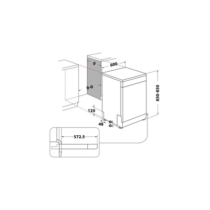 غسالة أطباق اريستون 15 فرد إنفرتر (Ariston) – LFP 5P31 WLT X – نظام 3 أرفف – سيلفر لامع