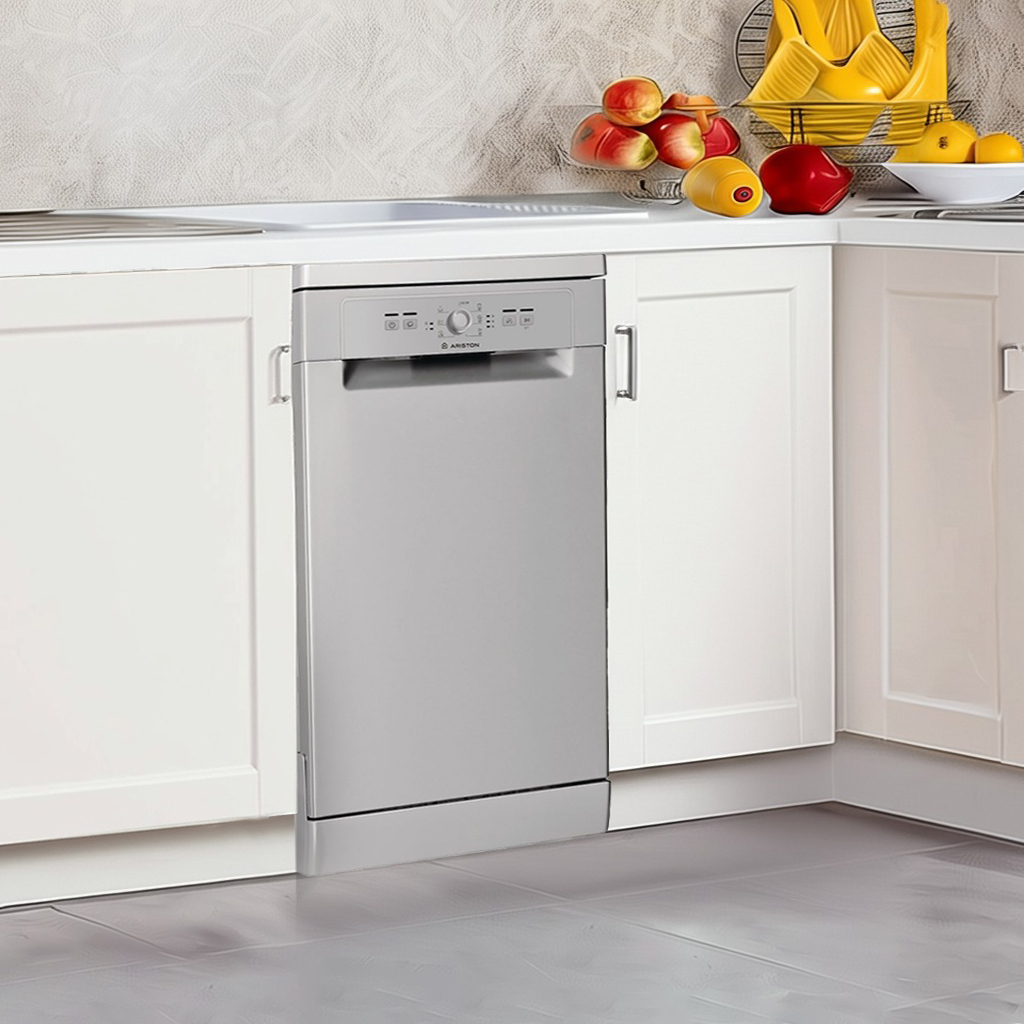 غسالة أطباق اريستون 10 أفراد (Ariston) – LSFE 1B19 S – عرض 45 سم – 7 برامج – سيلفر