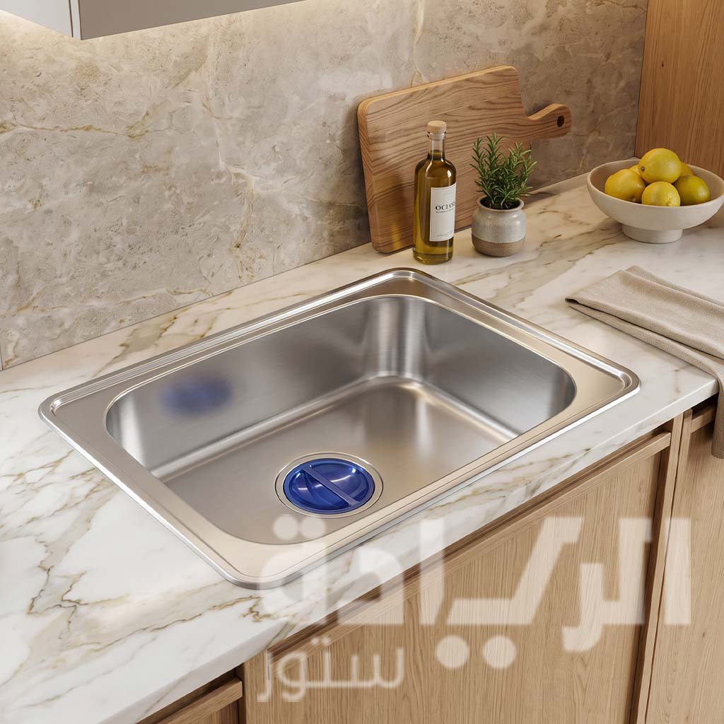 حوض مطبخ تركي من كيتشن لاين استانلس ستيل مقاس 63 × 48.5 سم موديل - M006