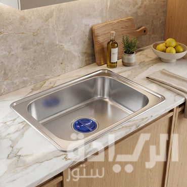 حوض مطبخ تركي من كيتشن لاين استانلس ستيل مقاس 63 × 48.5 سم موديل - M006