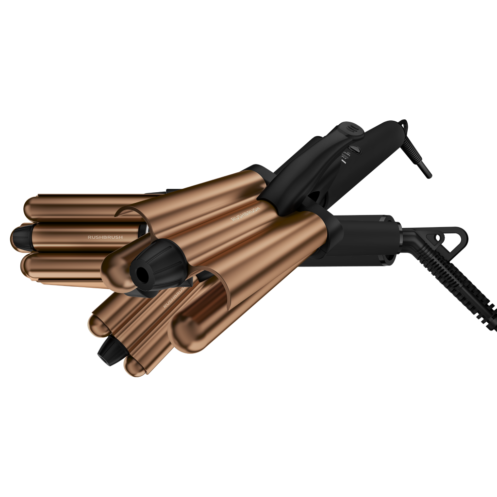 مكواة تجعيد الشعر راش براش (RUSH BRUSH) M2 Plus3 Crimper-Bronze Barrel – إطلالة الـ Beach Waves في لمح البصر