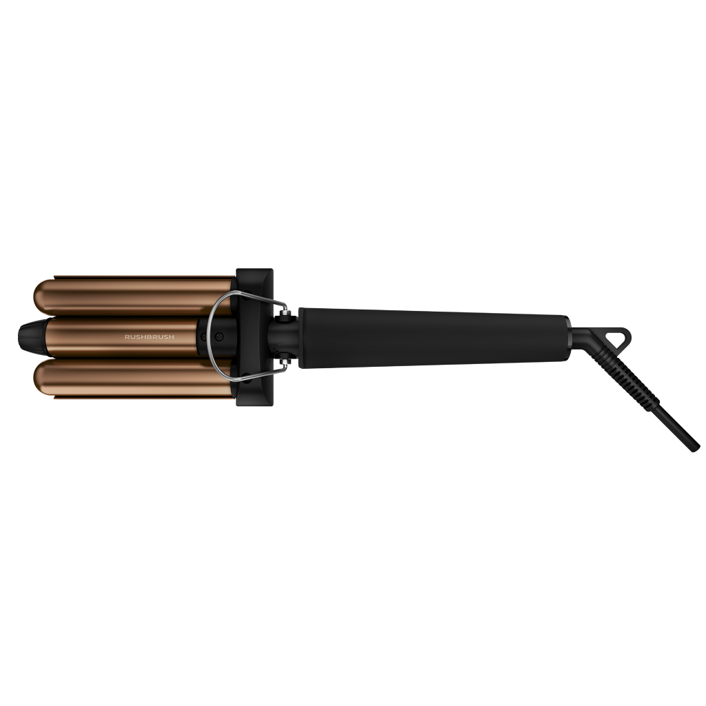 مكواة تجعيد الشعر راش براش (RUSH BRUSH) M2 Plus3 Crimper-Bronze Barrel – إطلالة الـ Beach Waves في لمح البصر