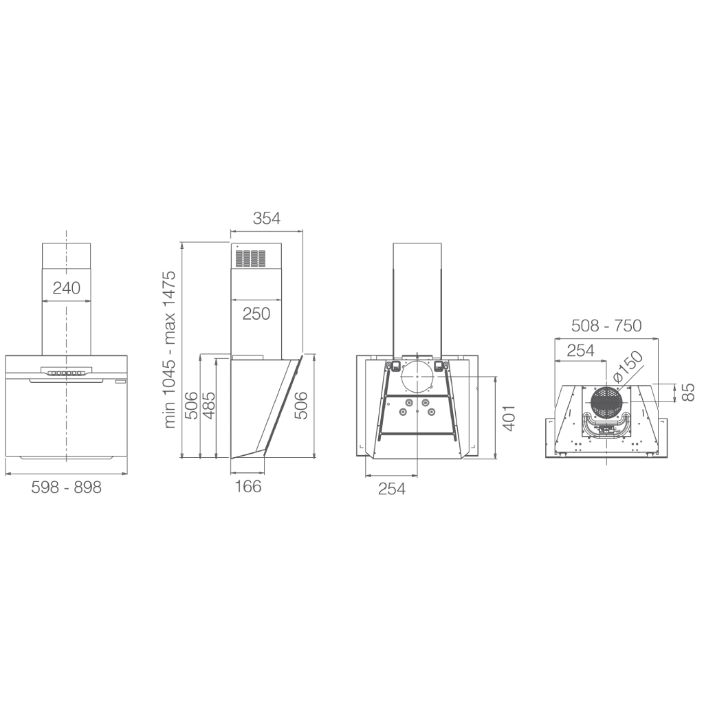 Elica Kitchen Hood – 90 cm – 900 m³/h Suction Power – 207 Watts – Model – MAJESTIC