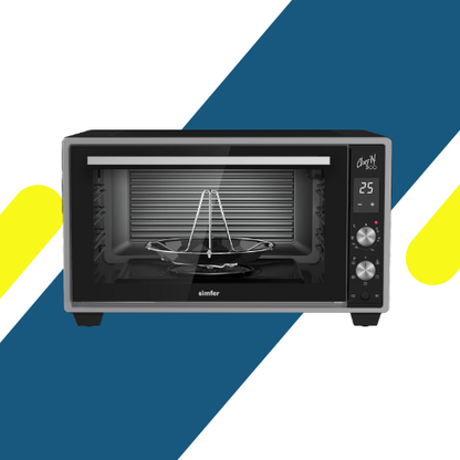 فرن سيمفر (Simfer) تركي 50 لتر أسود ملكي – أير فراير وشواية رأسية و6 وظائف MD50BL-1