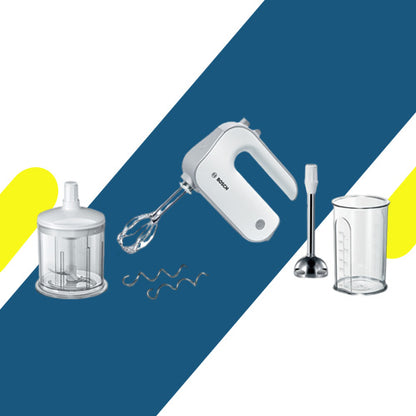 مضرب يدوي مع كبة من بوش سيريس 4 - 500 واط - أبيض/فضي - موديل MFQ4080