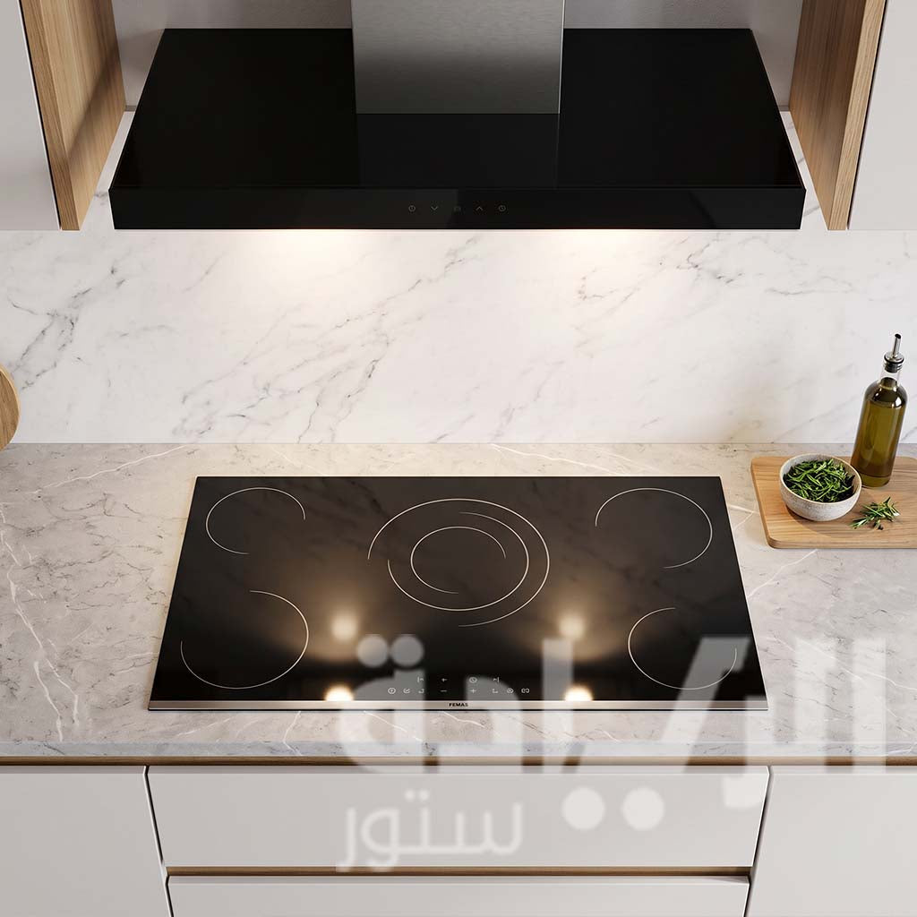 Finmark Built-in Electric Hob - 90 cm - 5 Cooking Zones - Black Ceramic Glass - 9 Heating Levels - Model MS293