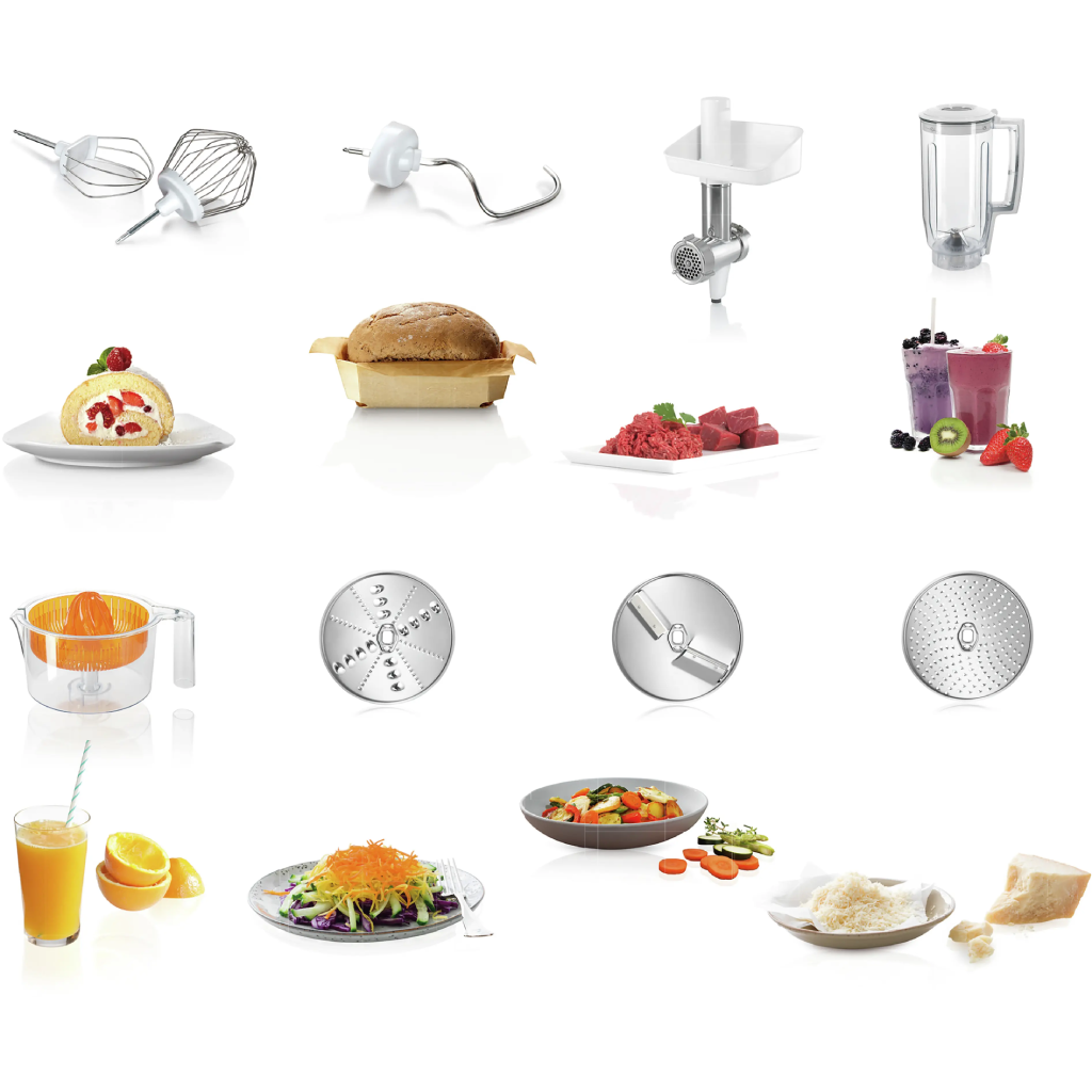 عجانة ومحضرة طعام بوش (Bosch) سيريس 4 MUM5 قوة 1000 واط، وعاء ستانلس 3.9 لتر، 7 سرعات – موديل MUM58258