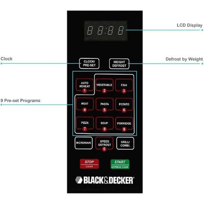 ميكروويف ديجيتال بلاك اند ديكر مع شواية – 30 لتر – 900 واط – لون فضي موديل - MZ3000PG