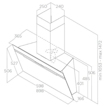 شفاط مطبخ اليكا  – 90 سم – قوة شفط 900 م³/ساعة – تحكم باللمس –  أسود - موديل MAJESTIC
