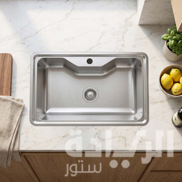 حوض مطبخ تركي من كيتشن لاين استانلس ستيل مقاس 80 × 50 سم موديل - N017