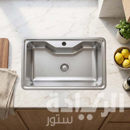 حوض مطبخ تركي من كيتشن لاين استانلس ستيل مقاس 80 × 50 سم موديل - N017