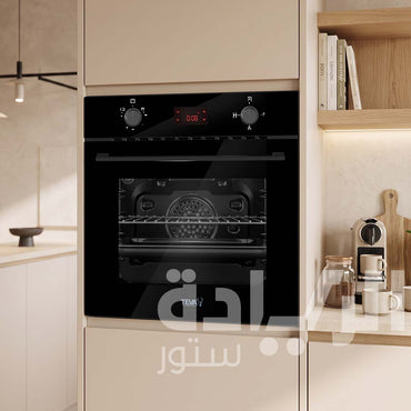 Teva Built-in Gas Oven 60 cm - 72 Liter Capacity - Grill and Cooling Fan - Black Glass - Model NBGF BDT