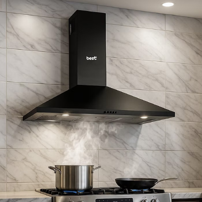 بيست اير شفاط مطبخ هرمى أسود - 90 سم - قوة شفط 1000م³/الساعة - 1 موتور - موديل - NETRO 90CM black